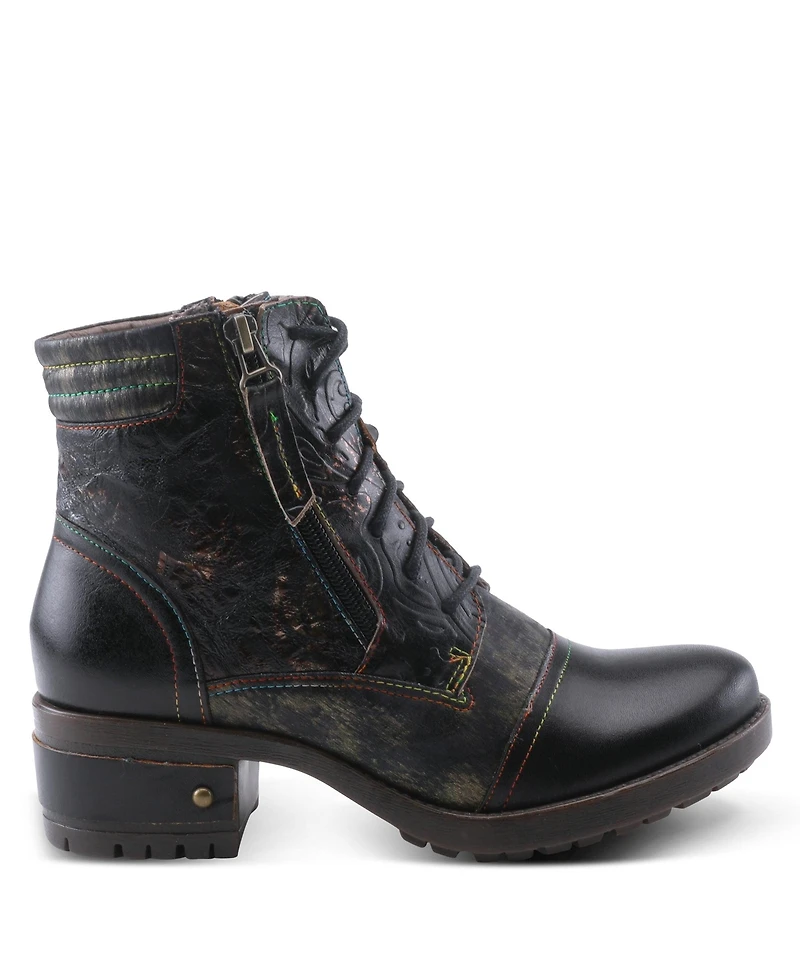 L'Artiste Women's Sunsetride Lace-Up Boot Mid with Full Grain Leather Upper