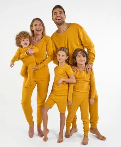 Leveret Matching Family Solid Yellow Cotton Pajamas