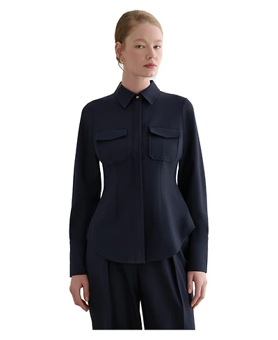 Hobbs London Women's Dannie Cinched-Waist Collard Shirt