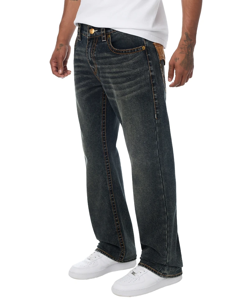 True Religion Men's Billy Suede-Detailed Bootcut Denim Jeans