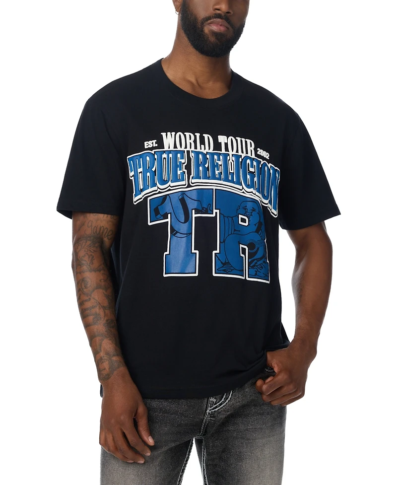 True Religion Men's Arched Logo Buddha Graphic Regular-Fit Puff-Print T-Shirt