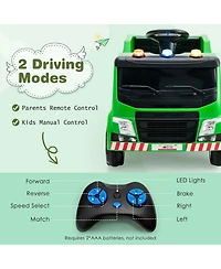 Volenca 12V Garbage Truck Remote Control Ride-On with Warning Lights, Up to 77 lbs, Ages 3-8