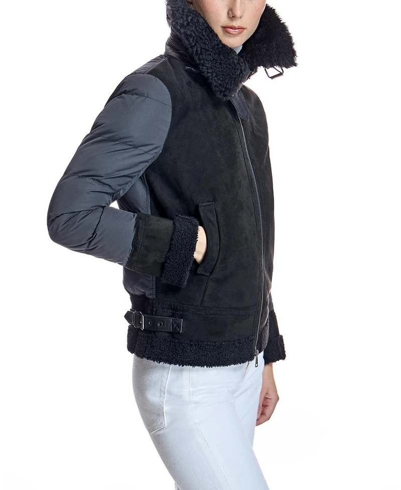 Julia & Stella By Maximilian Women's Shearling and Puffer Down-Filled Sherpa-Lined Jacket