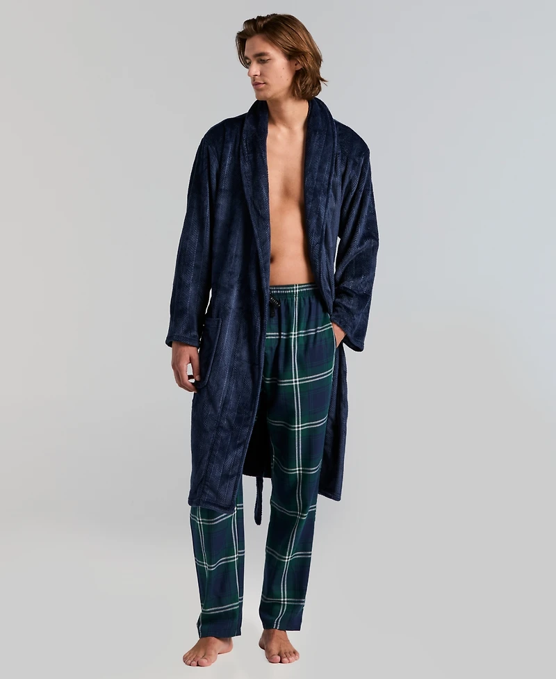 Perry Ellis Portfolio Men's Fleece-Herringbone Robe