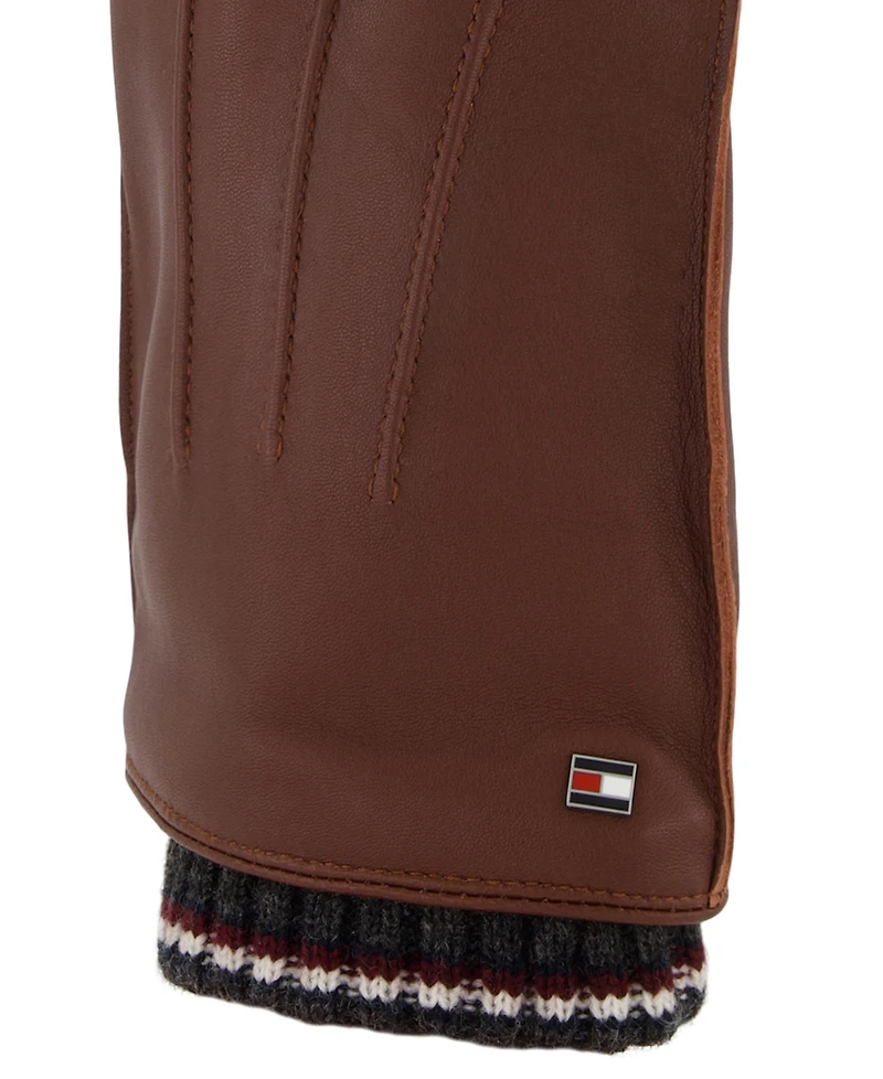 Tommy Hilfiger Men's Global Stripe Touchscreen Leather Gloves