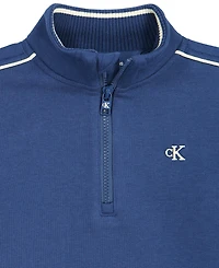 Calvin Klein Boys' 2T-20 Mock Neck Quarter-Zip Long-Sleeve Pullover and Pull-On Pants, 2-Piece Set