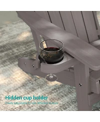 Sonkuki Folding Adirondack Chair with Retractable Ottoman, Weather Resistant Fire Pit Patio Cup Holder Lawn Outdoor Lounge