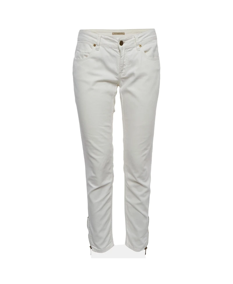 Pre-Owned Burberry Women's Culham Mid-Rise Skinny Jeans with Side Zipper