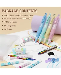 Four Candies 2.0mm Handwriting Pencils for Kids, 4Pieces Cute Mechanical with 44 Lead Refills and Sharpener Eraser