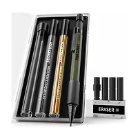 Four Candies 1.3mm Mechanical Pencil Set, Metal Heavy Duty Carpenter Pencil with 24 Lead Refills and Case