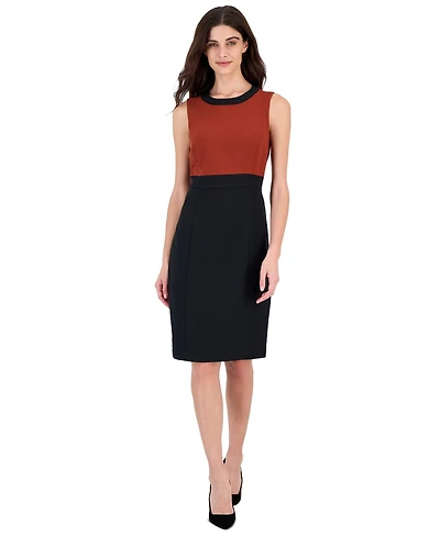 Kasper Petite Colorblock Sleeveless Sheath Dress