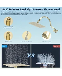 Cyqbd 10'' All Metal Rainfall Handheld Shower Head Extension Arm Hose Holder Square