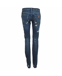 Pre-Owned Dolce & Gabbana Women's Distressed Mid-Rise Straight-Leg Denim Jeans