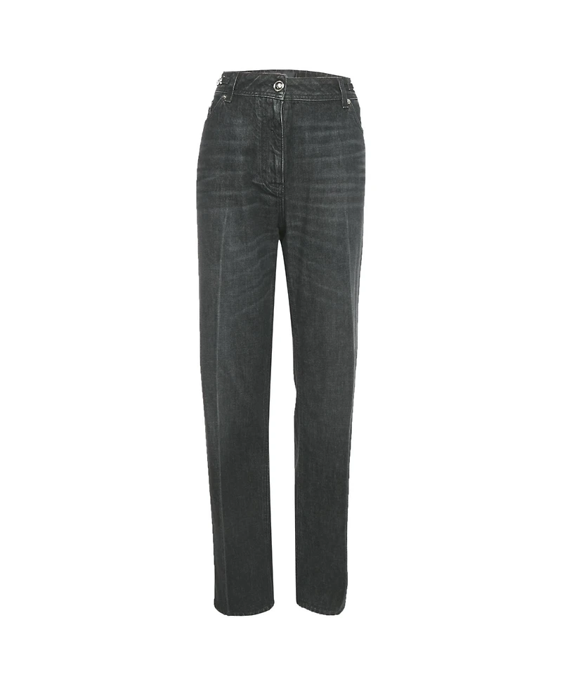 Pre-Owned Versace Women's Mid-Rise Wide-Leg Jeans