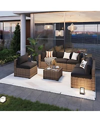 Aoxun Modular Patio Sofa Set with Optional Fire Pit