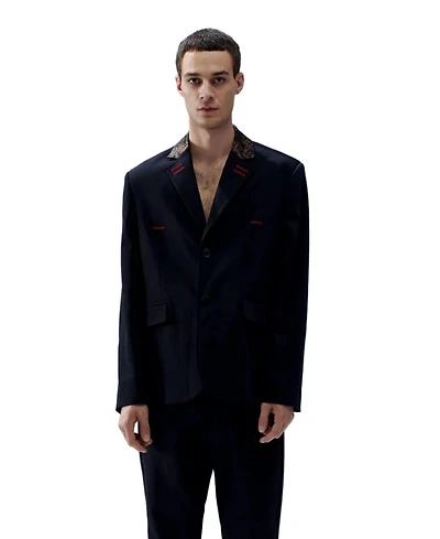 Pcfg Men's Your Itch Kangaroo-Collar V-Neck Lightweight Blazer