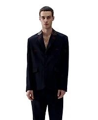 Pcfg Men's Your Itch Kangaroo-Collar V-Neck Lightweight Blazer