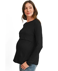 Hello Miz Maternity Long-Sleeve Crewneck Lift-Up Nursing Top