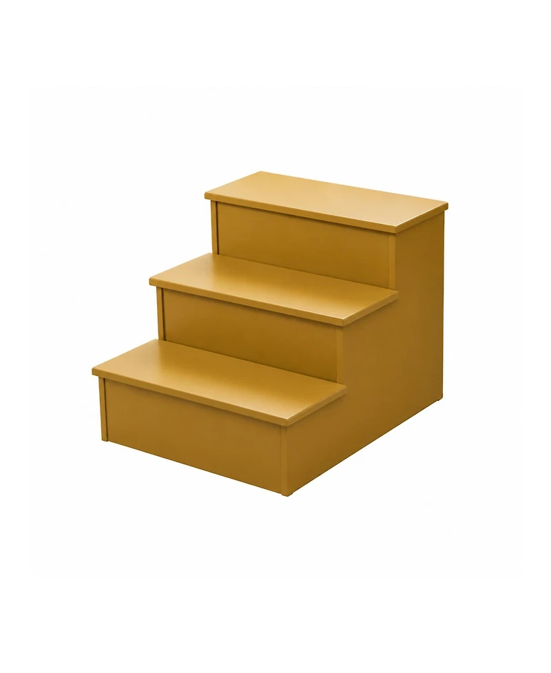 Kings Brand Furniture 3-Step Wooden Bedside Stairs with Storage, Pet and Toddler Safety Steps for High Beds, Compact Step Ladder Adults Kids