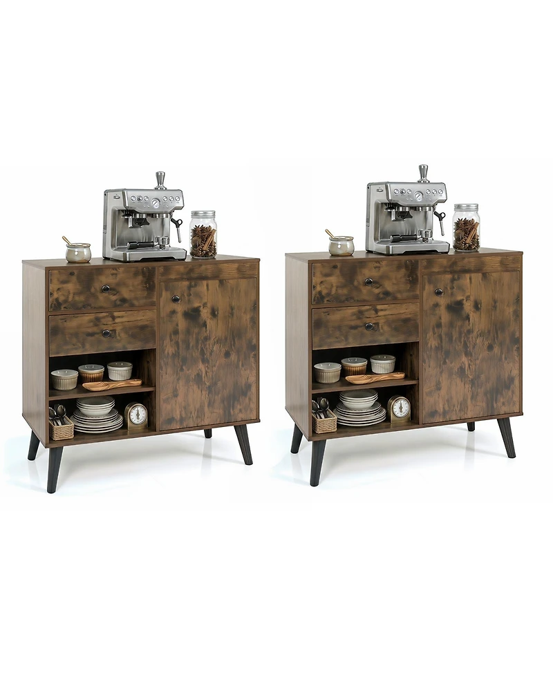 Costway Buffet Cabinet with Storage, 31" Sideboard Credenza Door, Open Compartments