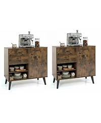 Costway Buffet Cabinet with Storage, 31" Sideboard Credenza Door, Open Compartments