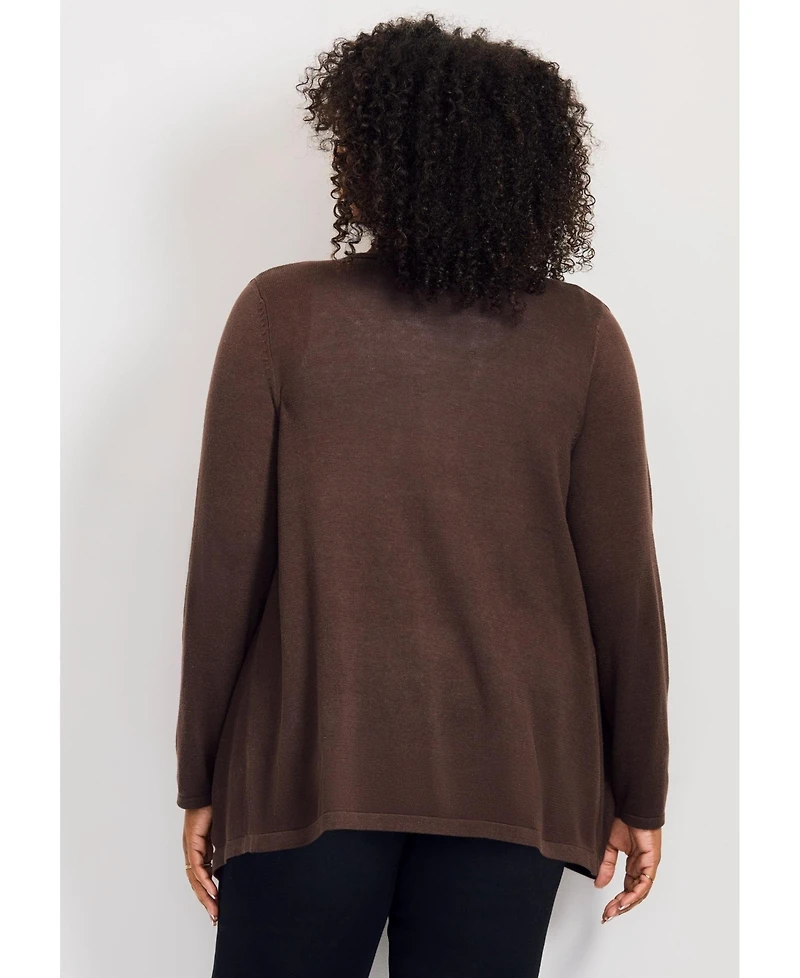 Avenue Women's Plus Cascade Cardigan Zipper Pocket
