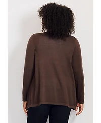 Avenue Women's Plus Cascade Cardigan Zipper Pocket