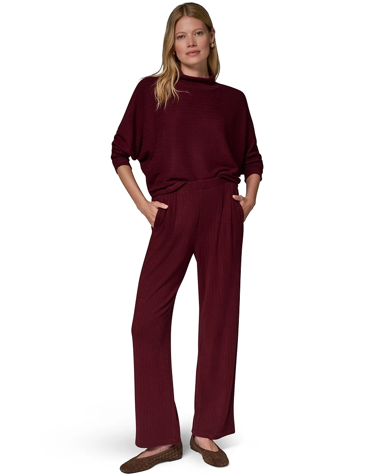 Donna Karan Weekend Women's Brushed-Rib High-Waist Wide-Leg Pants
