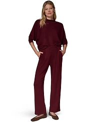 Donna Karan Weekend Women's Brushed-Rib High-Waist Wide-Leg Pants