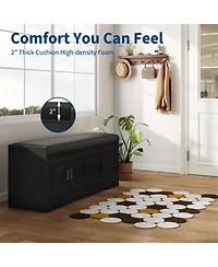 45.3" Entryway Shoe Cabinet with Bench, Four Adjustable Shelves, Sturdy Wooden Construction Holds 6 to 12 Pairs of Sneakers