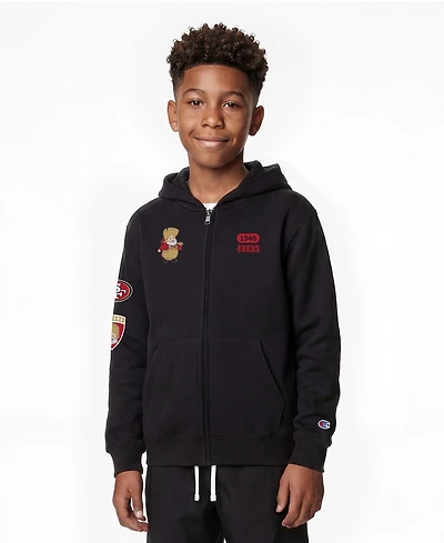 Champion Big Boys and Girls Black San Francisco 49ers Disney X Full-Zip Hoodie