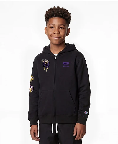 Champion Big Boys and Girls Black Minnesota Vikings Disney X Full-Zip Hoodie