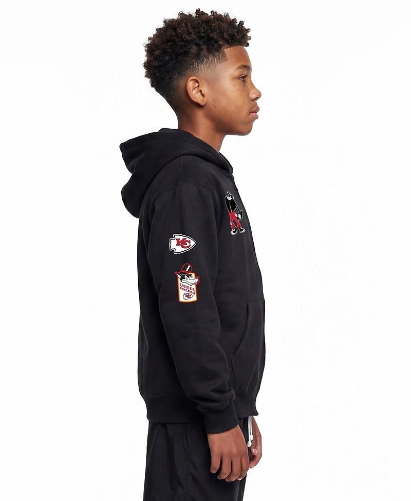 Champion Big Boys and Girls Black Kansas City Chiefs Disney X Full-Zip Hoodie