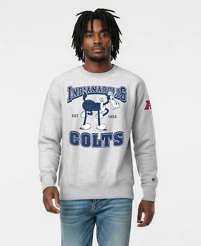 Champion Men's Silver Indianapolis Colts Disney X Reverse Weave Fleece Crewneck Sweatshirt