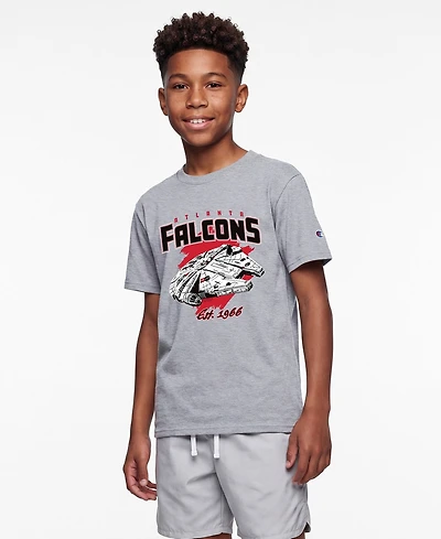 Champion Big Boys and Girls Heather Gray Atlanta Falcons Disney X Champion T-Shirt