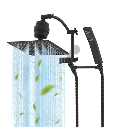 Cyqbd 10'' Filtered Rainfall Shower Head Handheld Wand Extension Arm Hose Holder with Filter