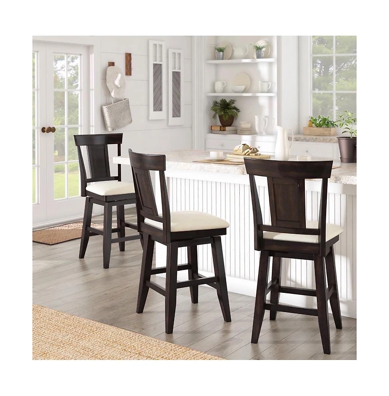 iNSPIRE Q Lea Panel Swivel Counter Stool With Linen Seat