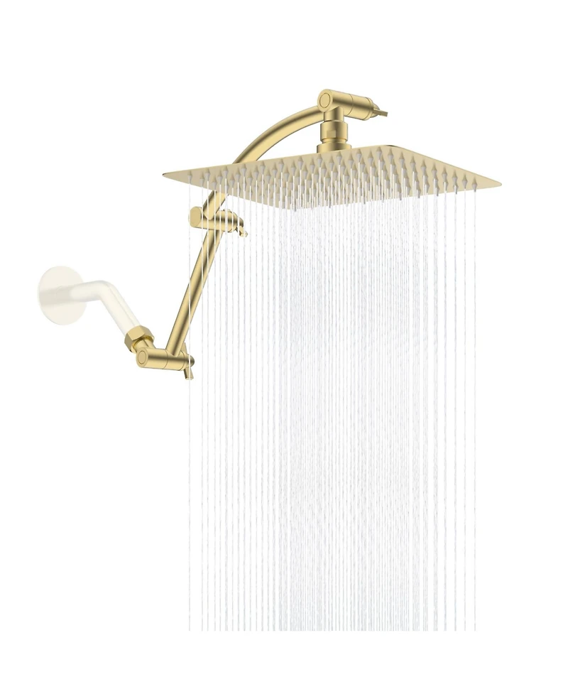 Cyqbd 10''Metal Rain Shower Head Extension Arm Square
