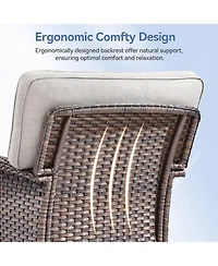 Pocassy 4 Pieces Patio Conversation Set, Wicker Chairs Set of 2 and Ottomans with Cushions, High Back Curved Armrest