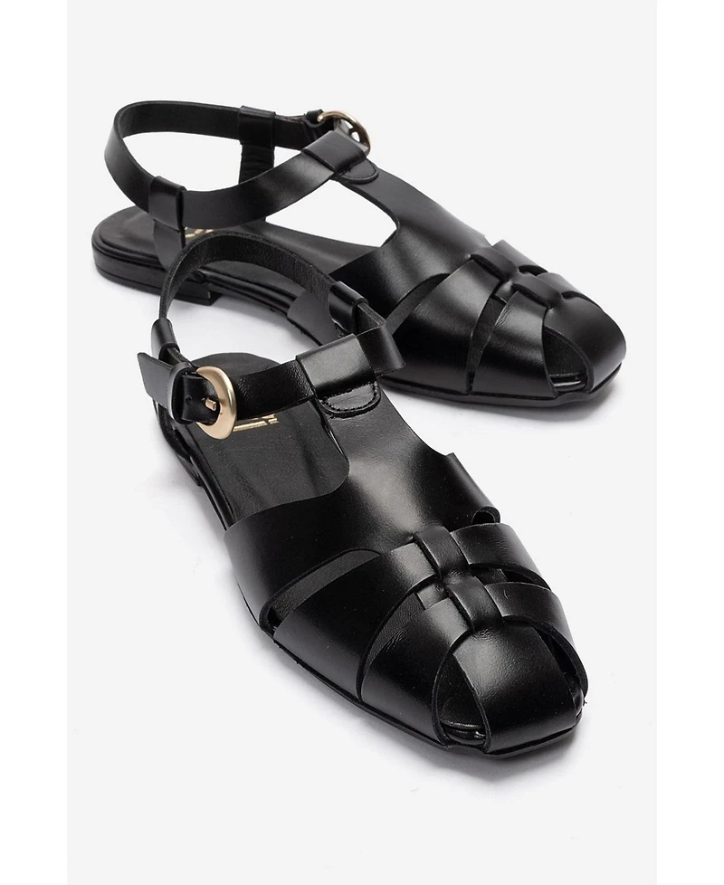 Forever and Always Shoes Women's Jandor Leather Ankle Strap Flat Sandal