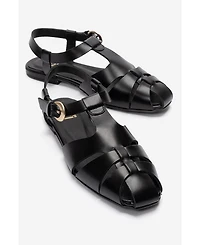 Forever and Always Shoes Women's Jandor Leather Ankle Strap Flat Sandal