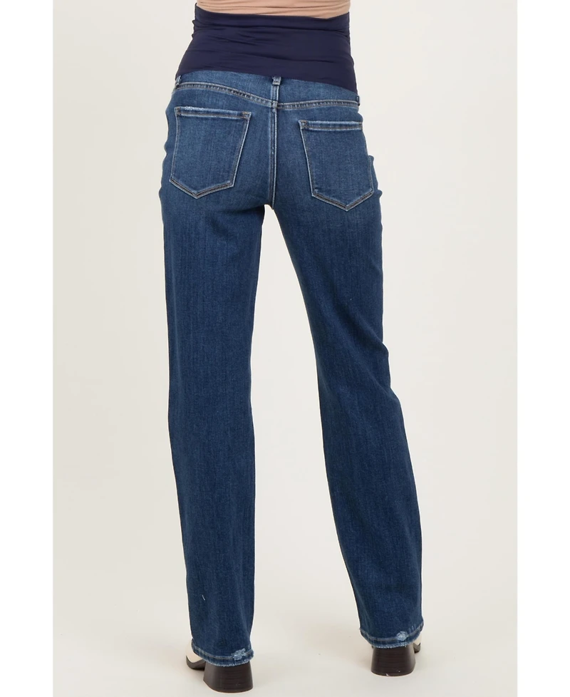 Pinkblush Maternity High-Rise Dark Wash Straight-Leg Jeans
