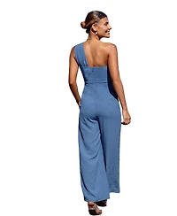 Cupshe Women's One-Shoulder Twist-Front Wide-Leg Jumpsuit