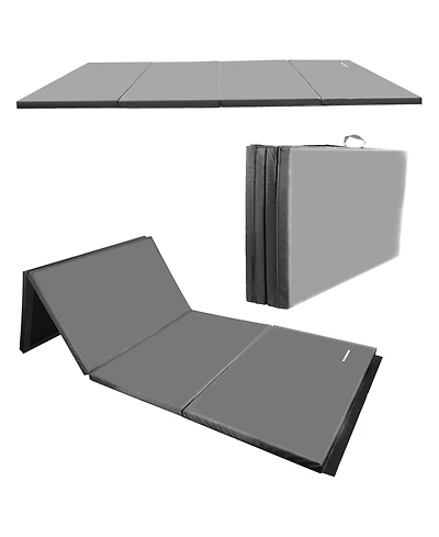 BalanceFrom 4' x 6' x 2" All Purpose Folding Fitness Gymnastics Gym Mat, Grey