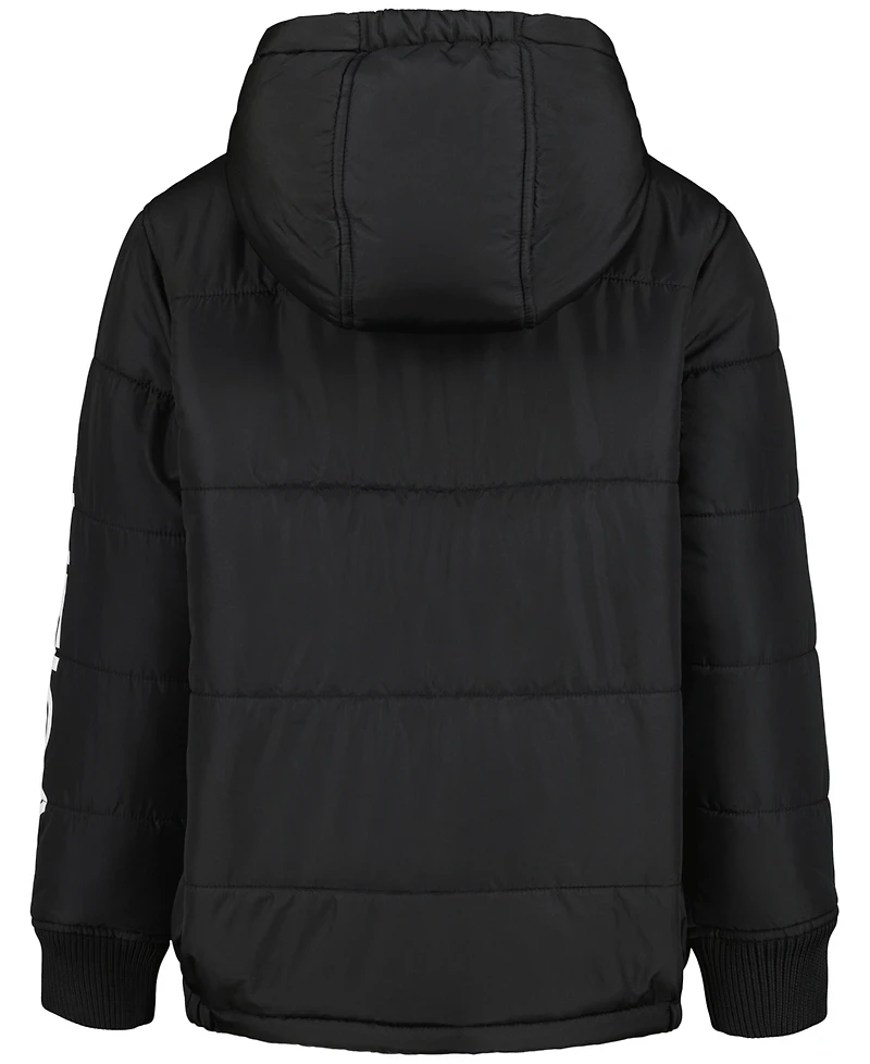 Nautica Boys' 4-20 Water-Resistant Quilted Puffer Jacket with Fleece Beanie, 2-Piece Set