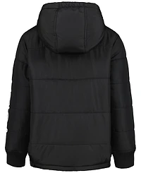 Nautica Boys' 4-20 Water-Resistant Quilted Puffer Jacket with Fleece Beanie, 2-Piece Set