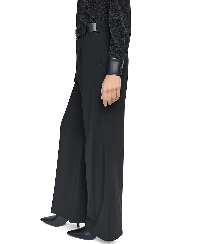 Dkny Women's High-Waisted Wide-Leg Belted Pants