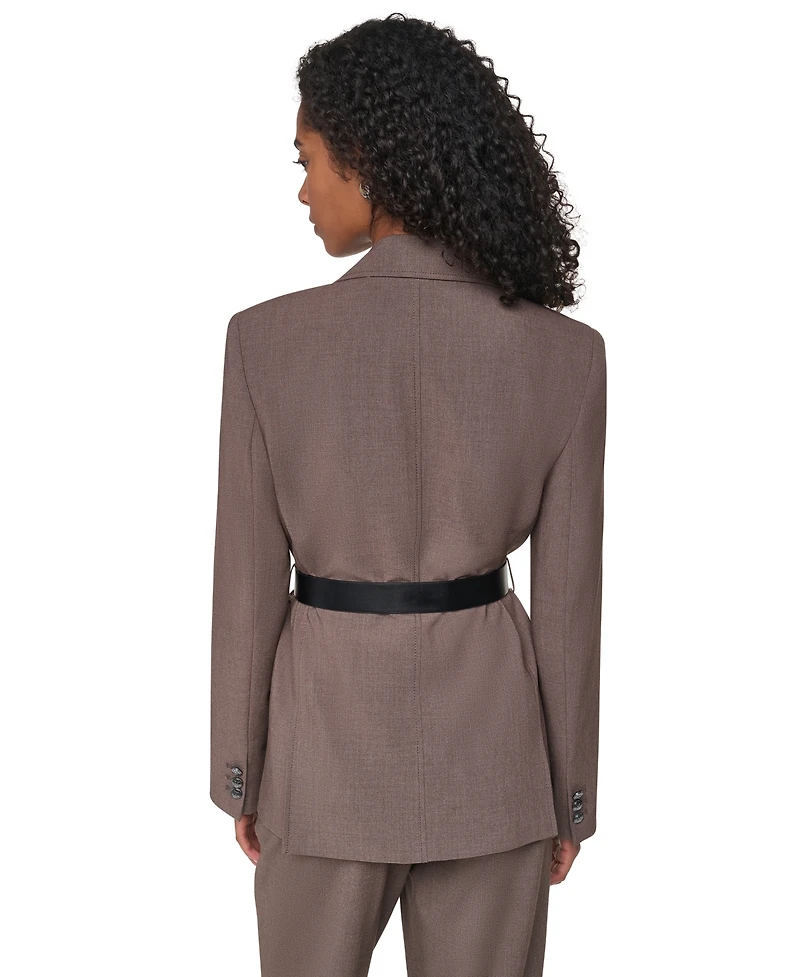 Dkny Women's Belted Notch Collar Stretch Blazer