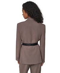 Dkny Women's Belted Notch Collar Stretch Blazer