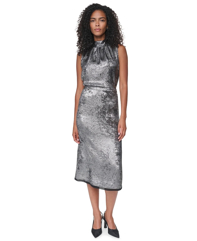 Dkny Women's Metallic A-Line Midi Skirt